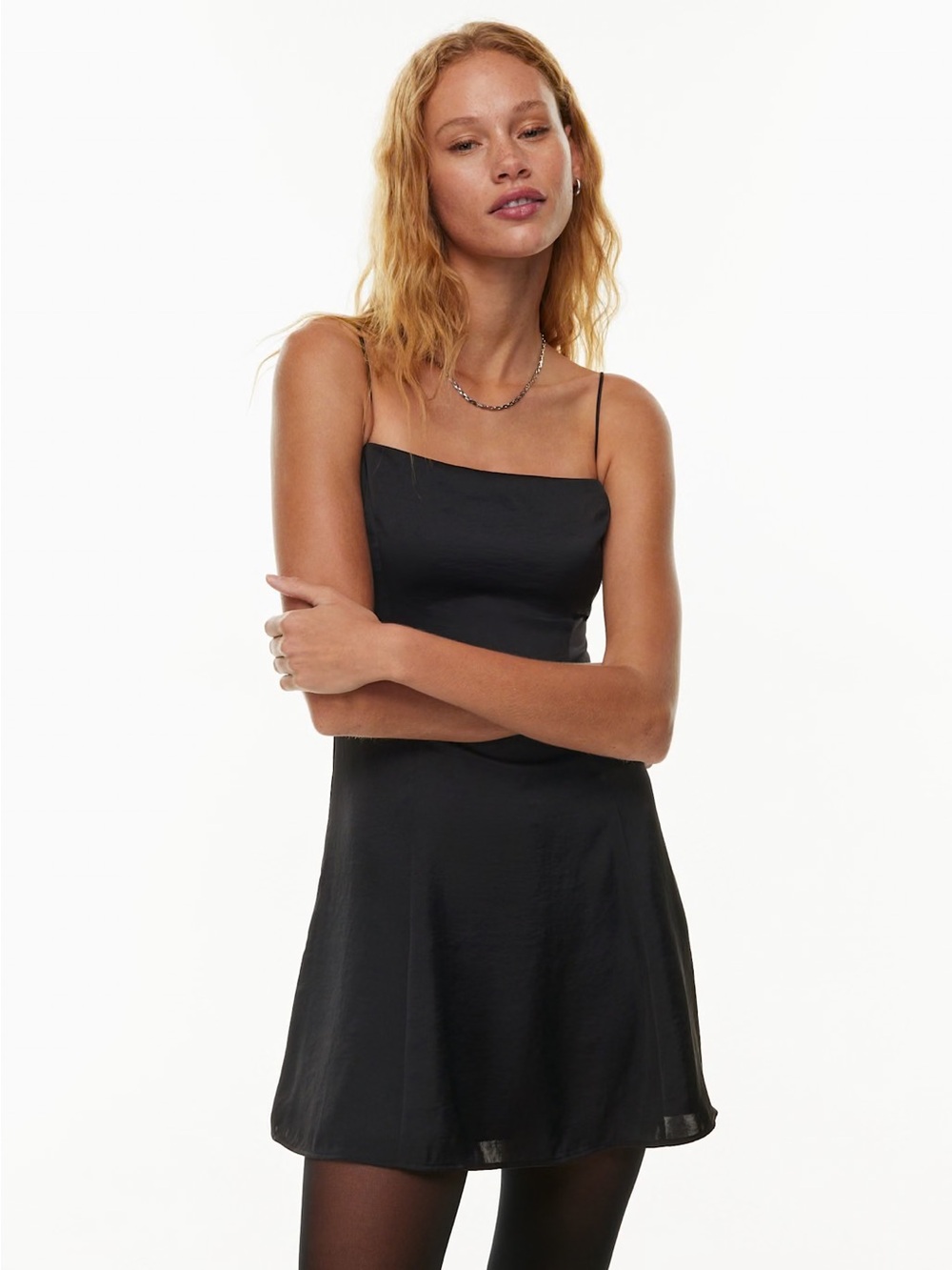 ARITZIA Sunday Best Dunne Black Satin Slip Mini Dress XS
